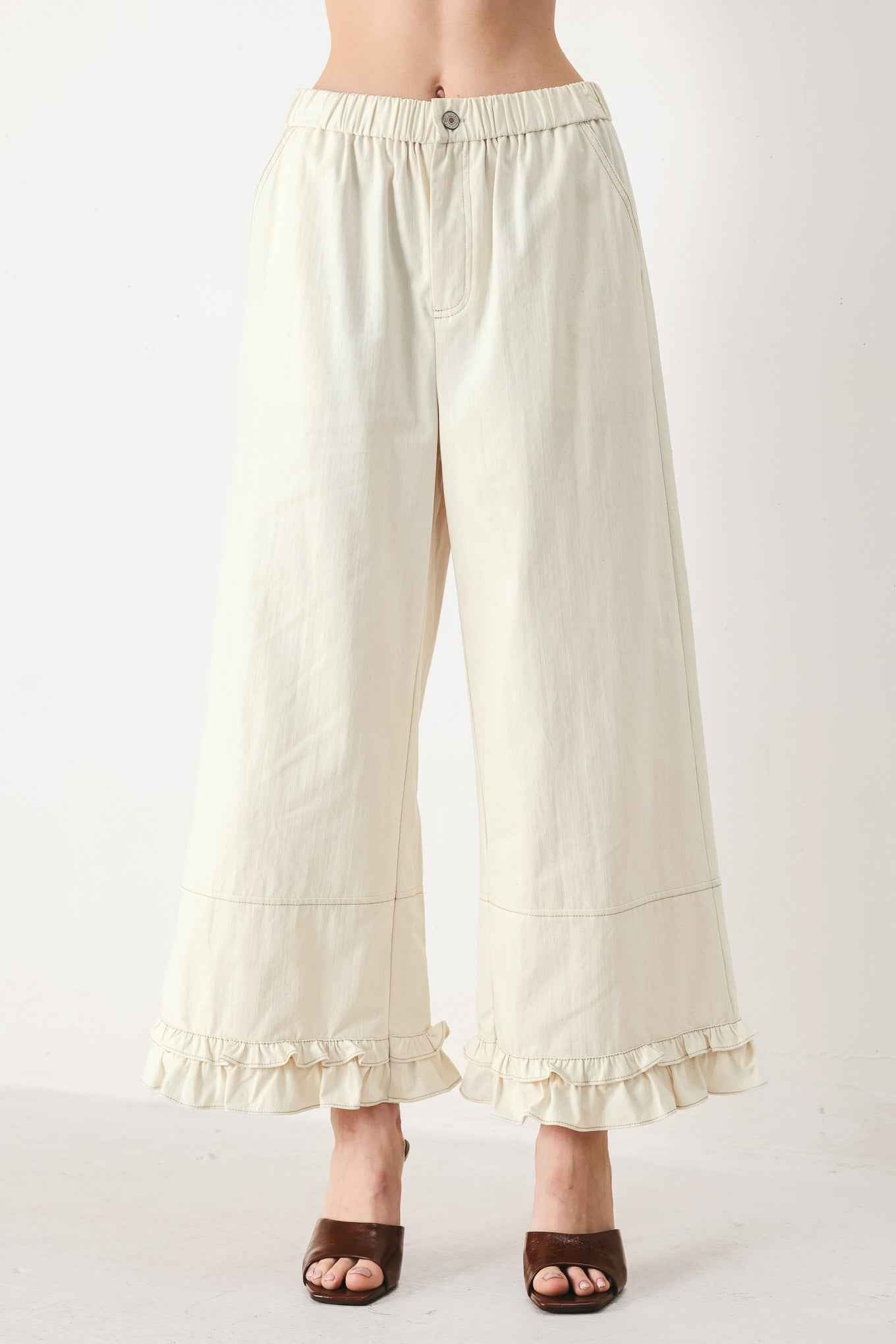 SUNDAY SOFT FLOW WOVEN CULOTTE PANTS