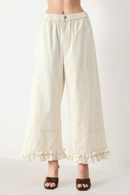 SUNDAY SOFT FLOW WOVEN CULOTTE PANTS