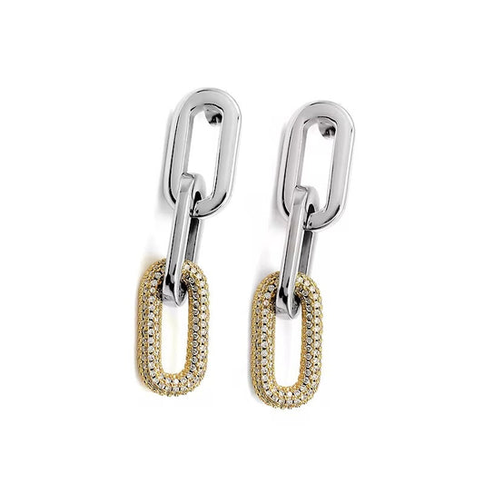 Jenna Pave Earrings - Two Tone