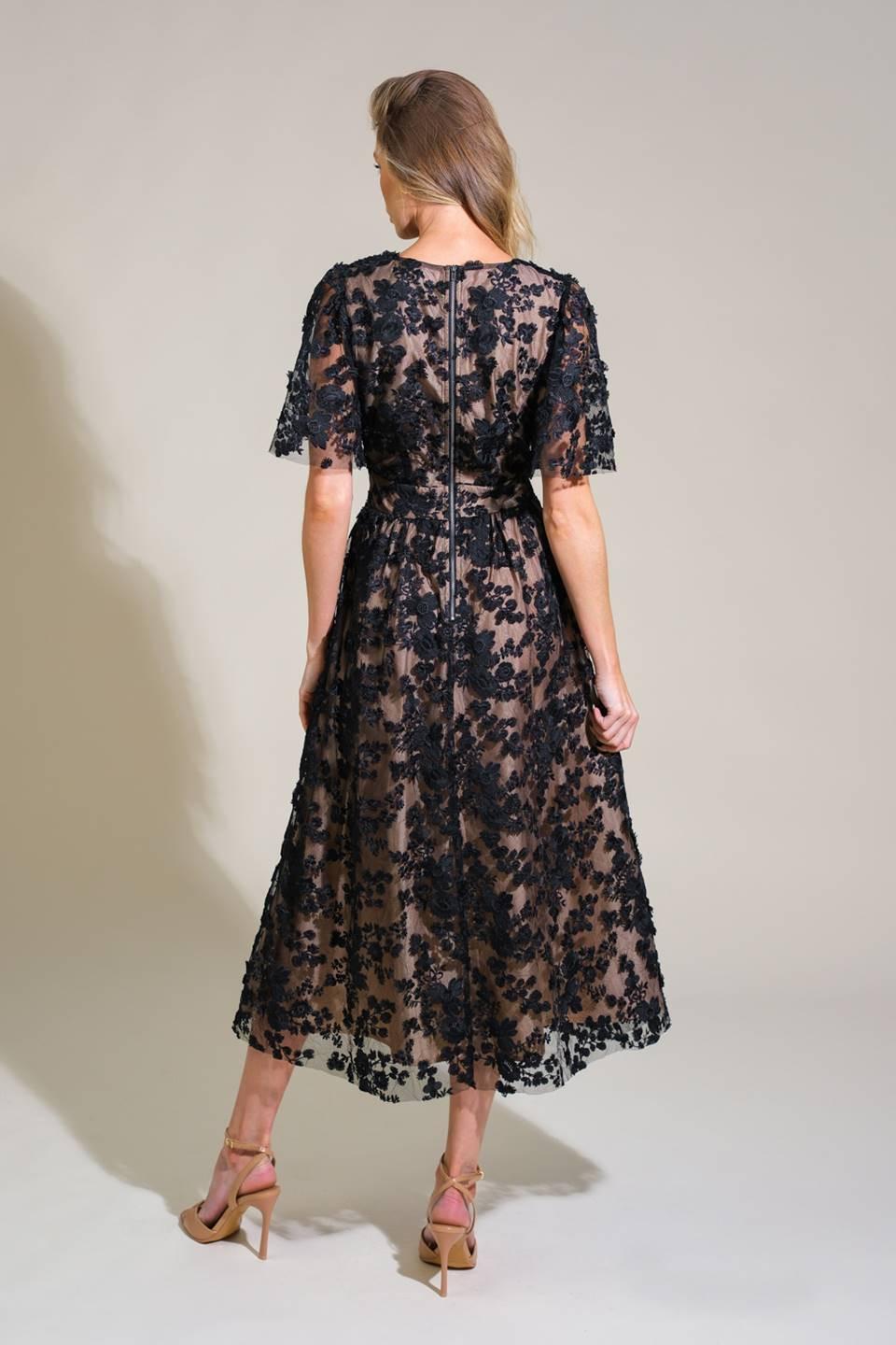 Dreamy Blossom Woven Lace Midi Dress
