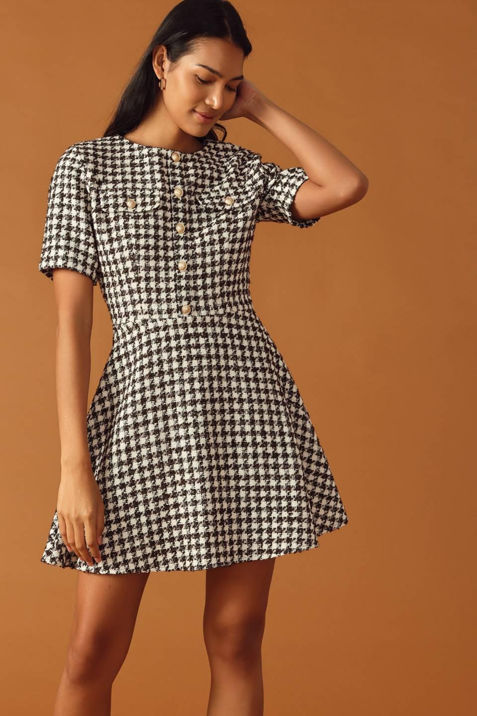 Falling Into Place Tweed Mini Dress