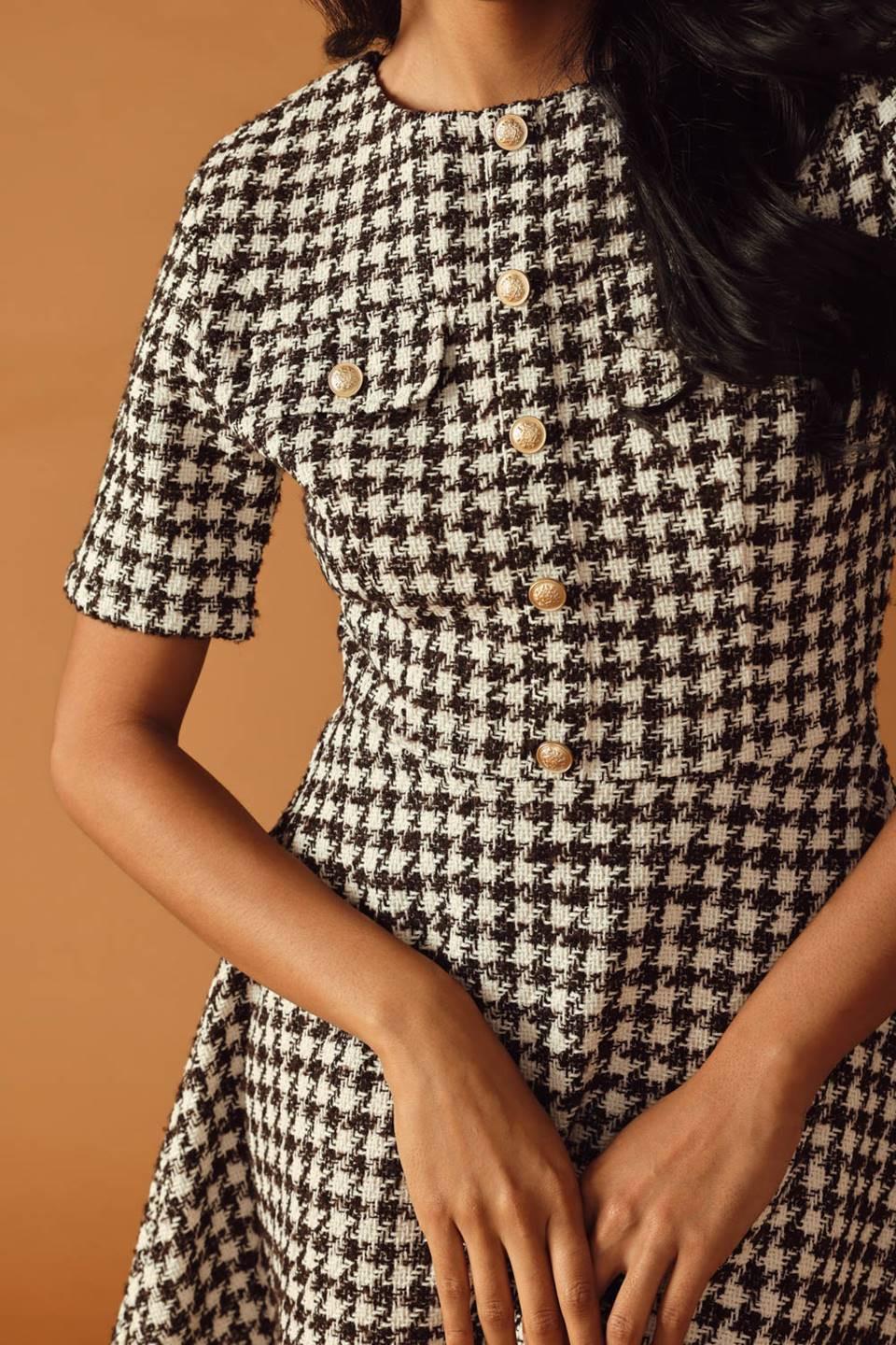 Falling Into Place Tweed Mini Dress