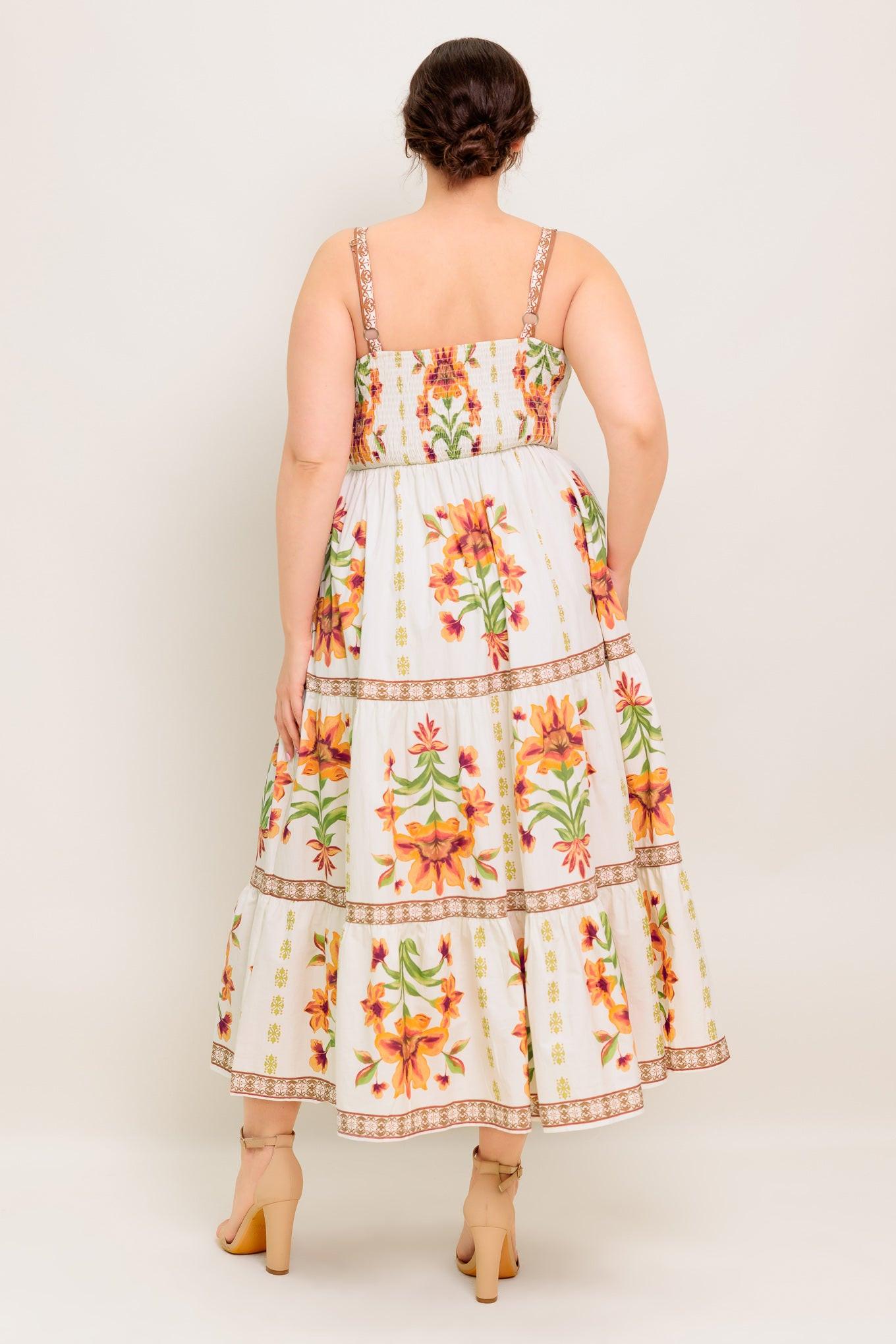 LOVELIEST MUSE IVORY WOVEN MIDI DRESS