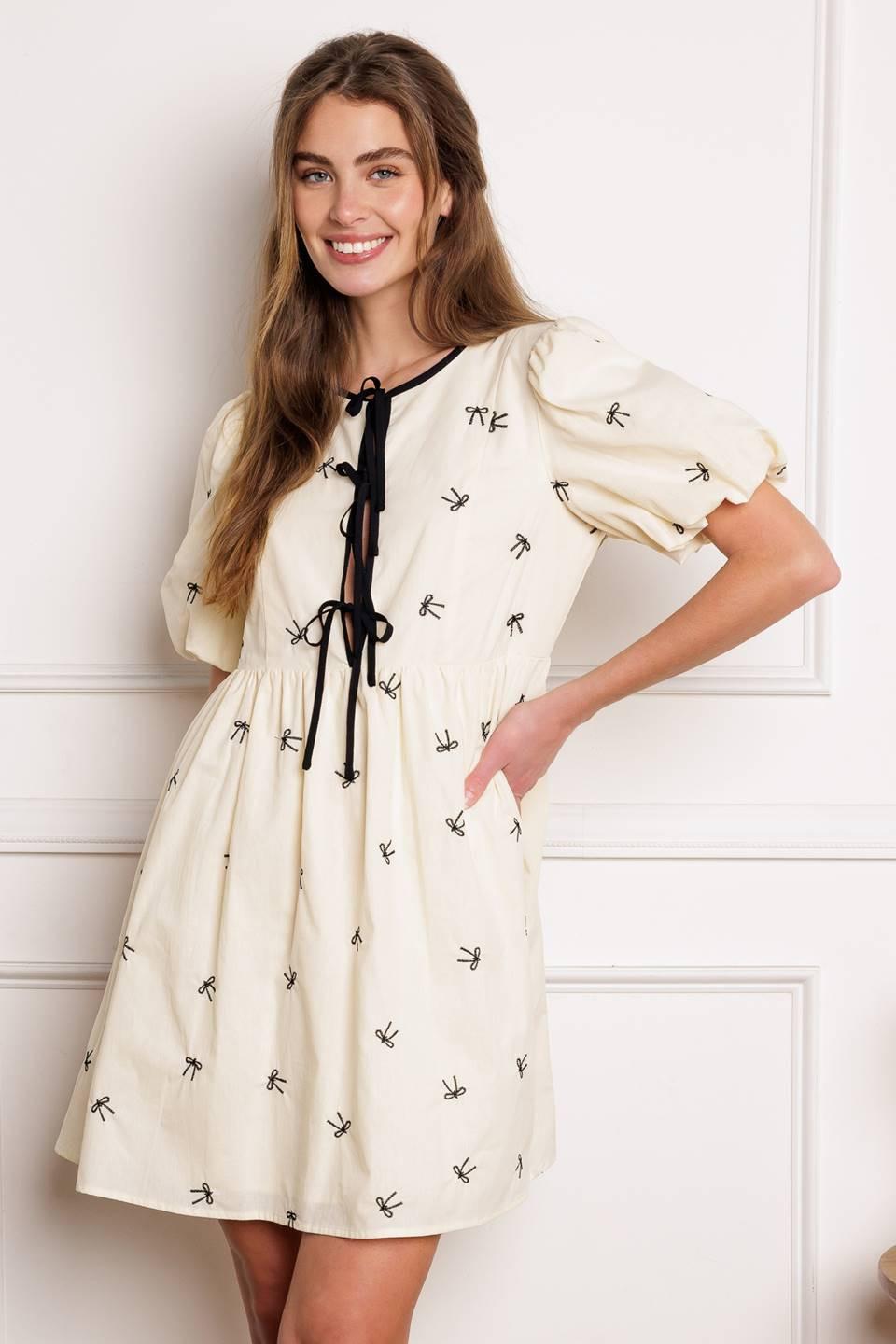 A Day at the Vineyard Woven Mini Babydoll Dress