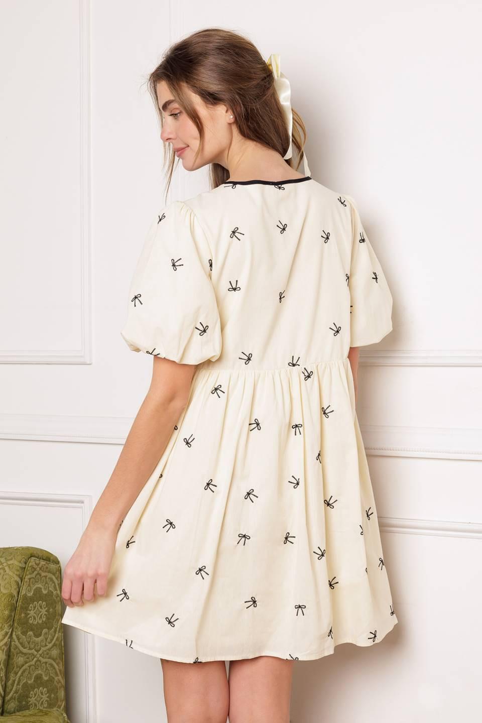 A Day at the Vineyard Woven Mini Babydoll Dress