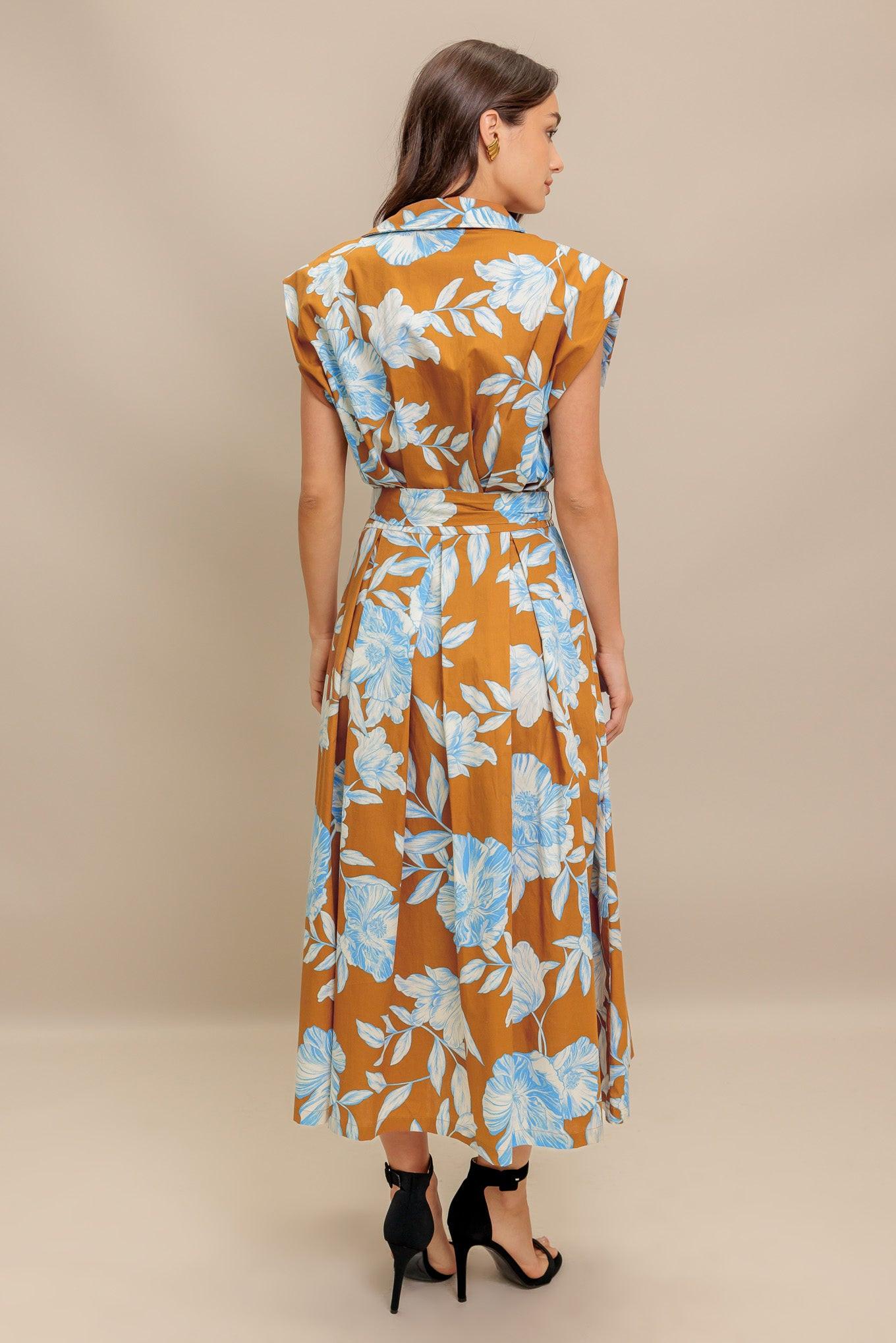 Island Flare Woven Midi Dress