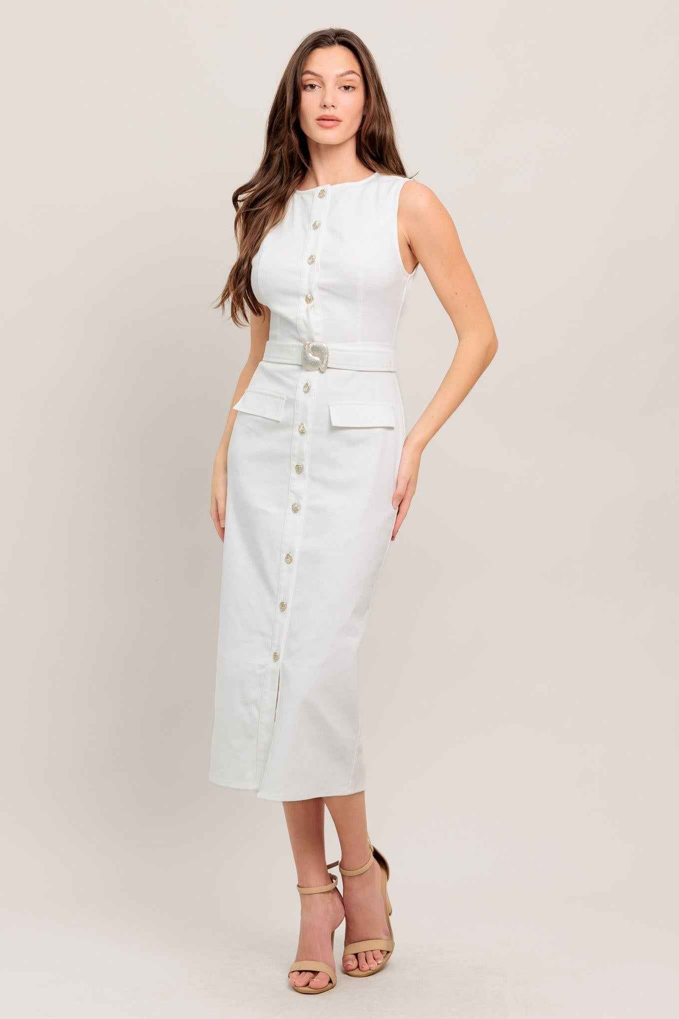 ROUGE ROMANCE TWILL MIDI DRESS