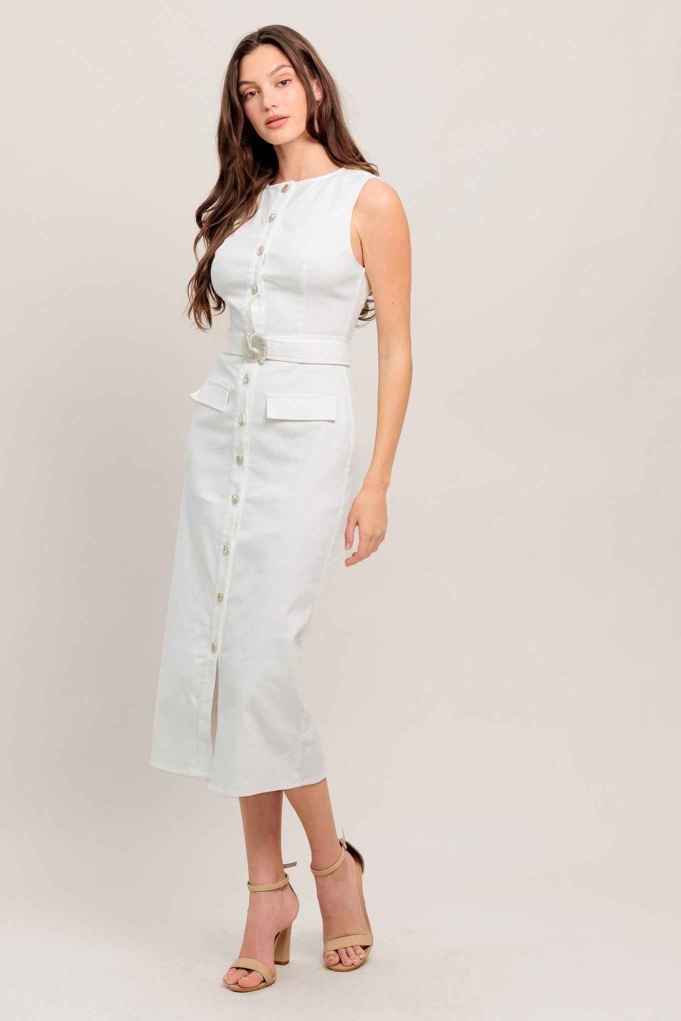 ROUGE ROMANCE TWILL MIDI DRESS