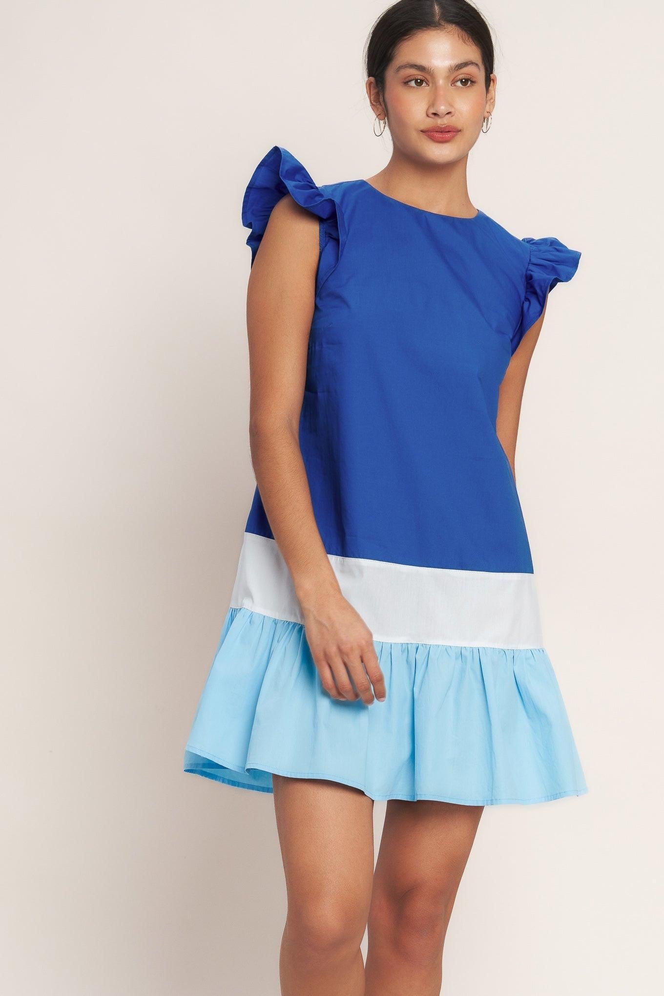 SEASIDE SWEETHEART COLOR BLOCKED MINI DRESS