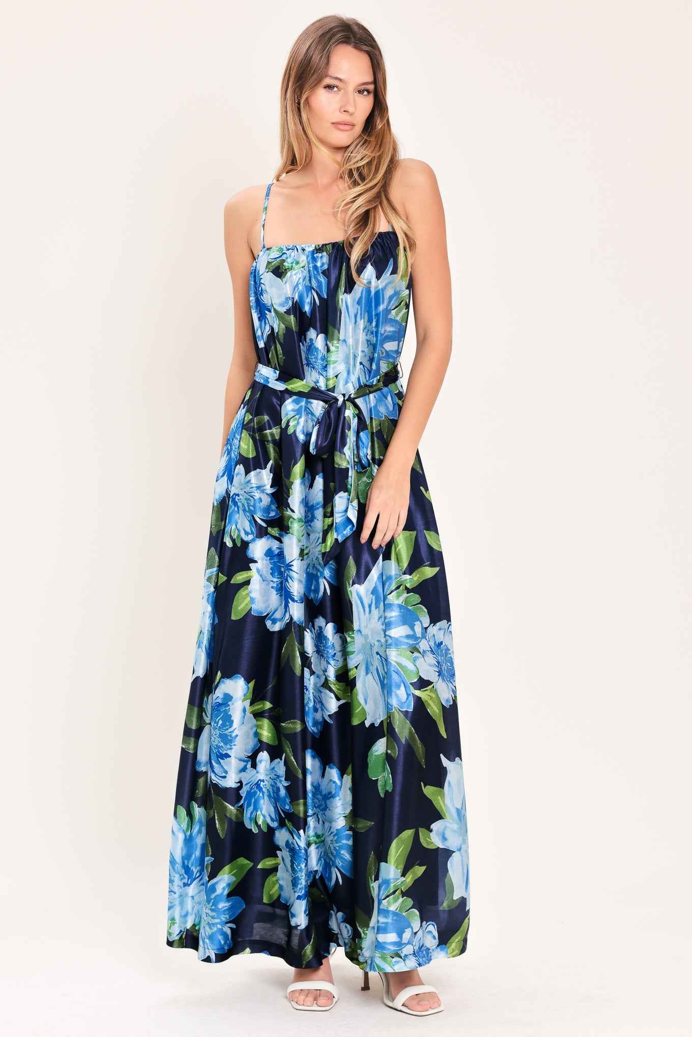 ELEGANT BLOSSOM WOVEN MAXI DRESS