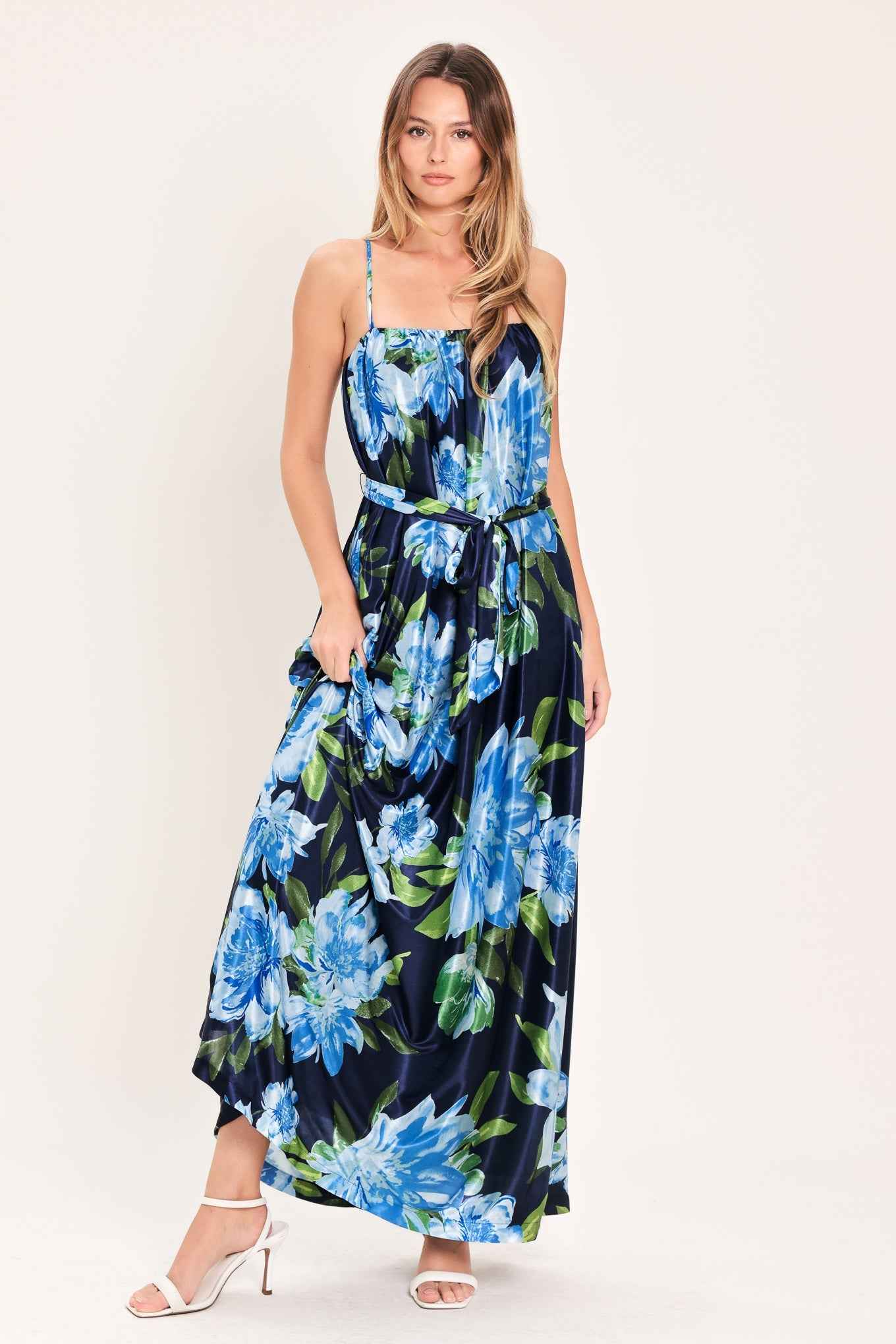 ELEGANT BLOSSOM WOVEN MAXI DRESS