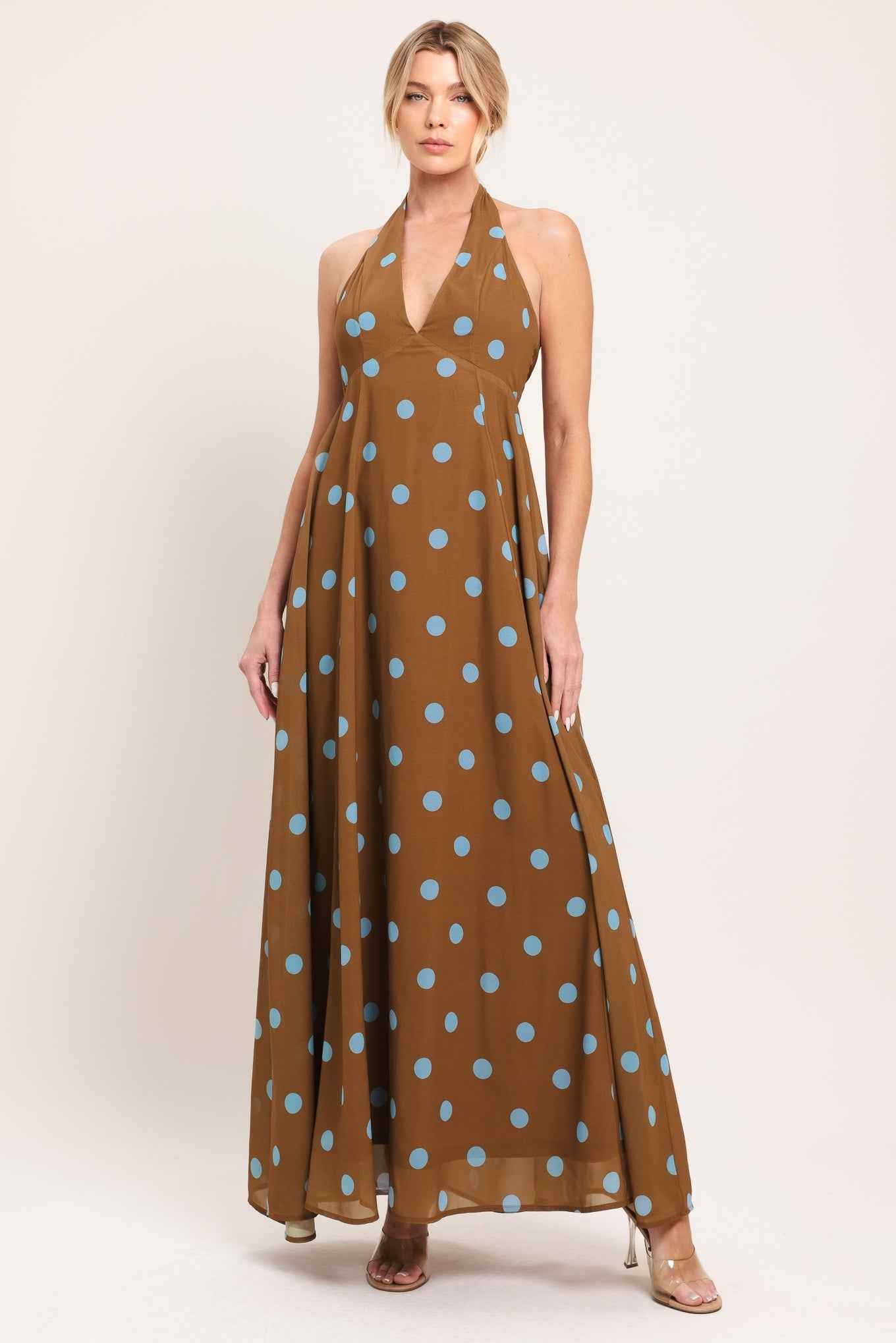 DOTTY LOVE WOVEN MIDI DRESS