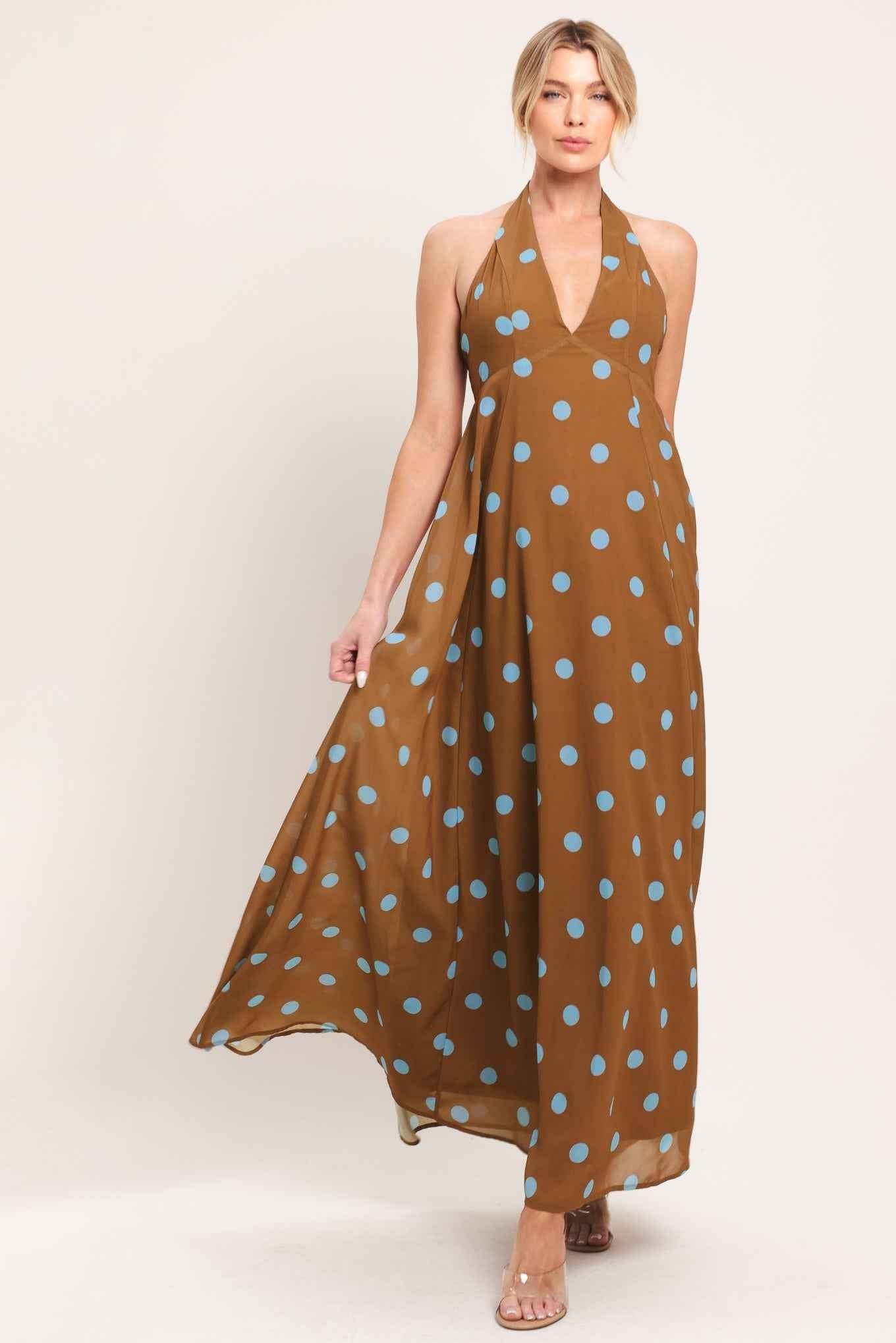 DOTTY LOVE WOVEN MIDI DRESS