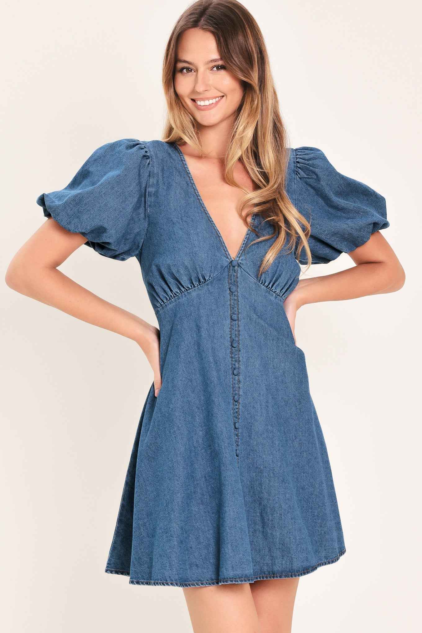 SOFT GIRL DENIM MINI DRESS