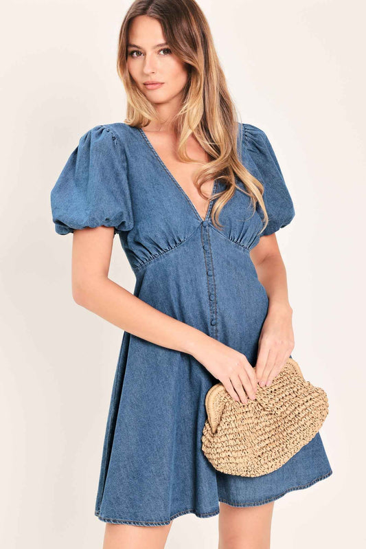 SOFT GIRL DENIM MINI DRESS