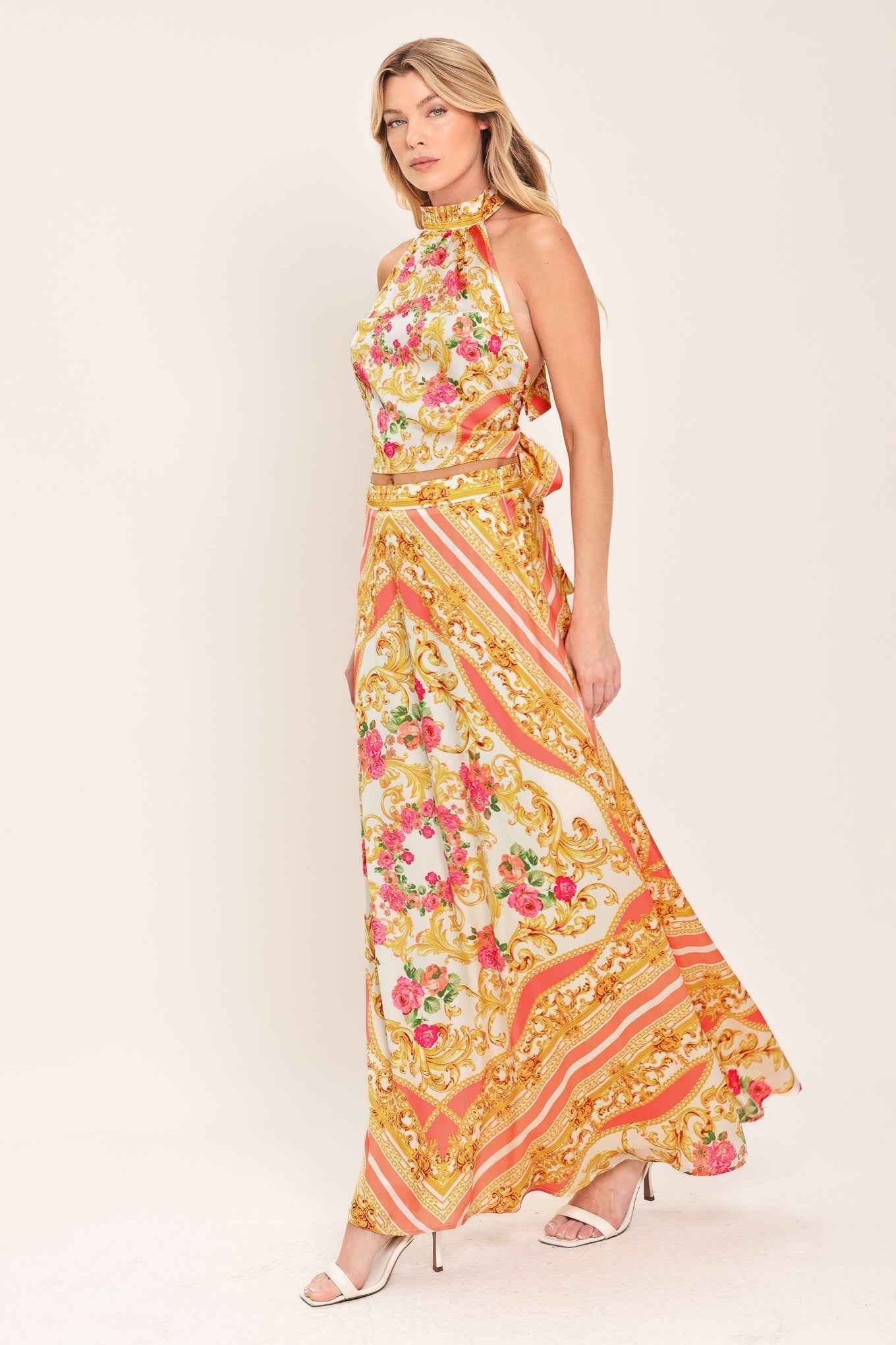 LUXE LOVE STORY WOVEN MIDI CIRCLE SKIRT