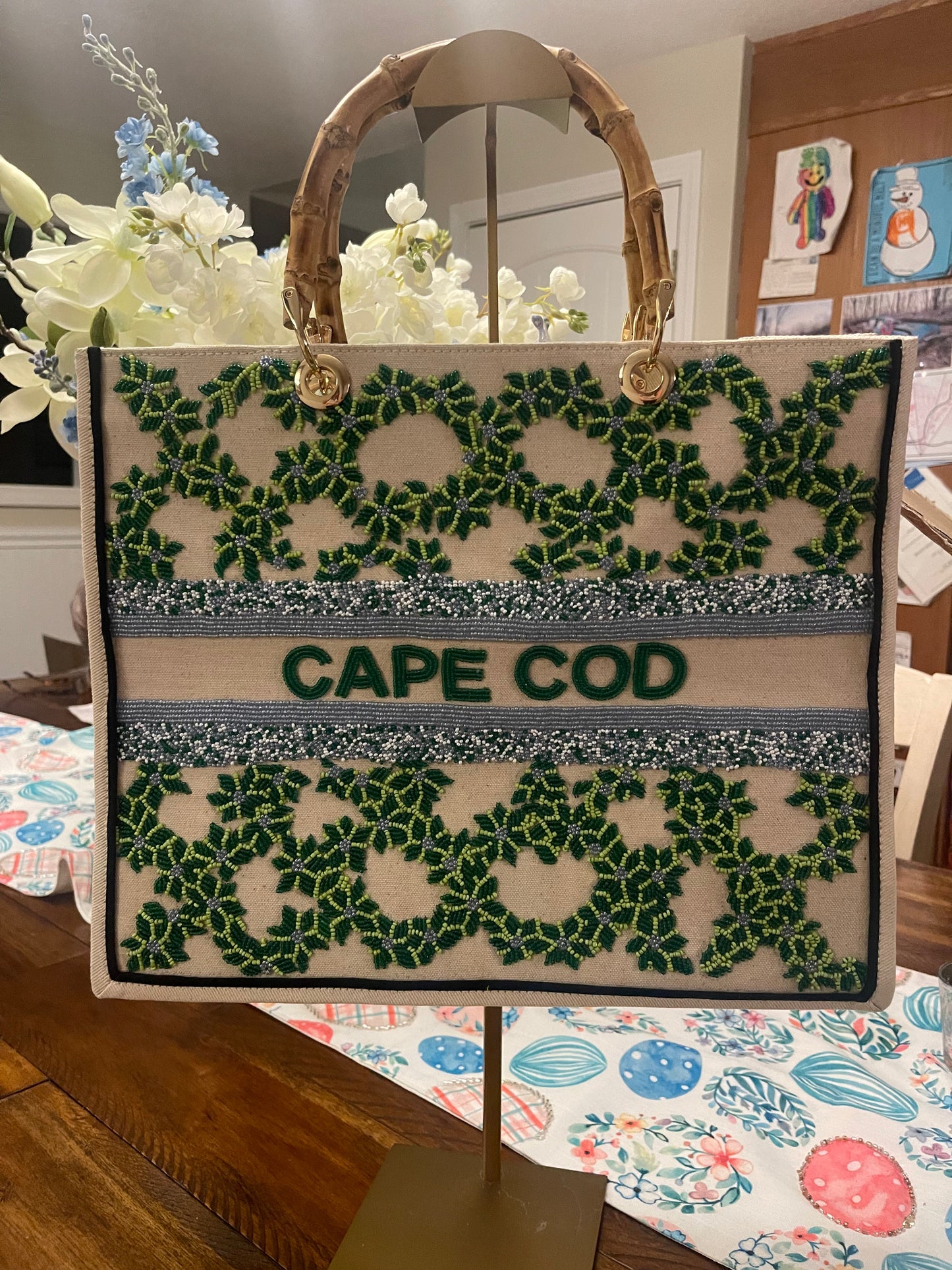Summer in Cape Cod Custom Beaded Tote