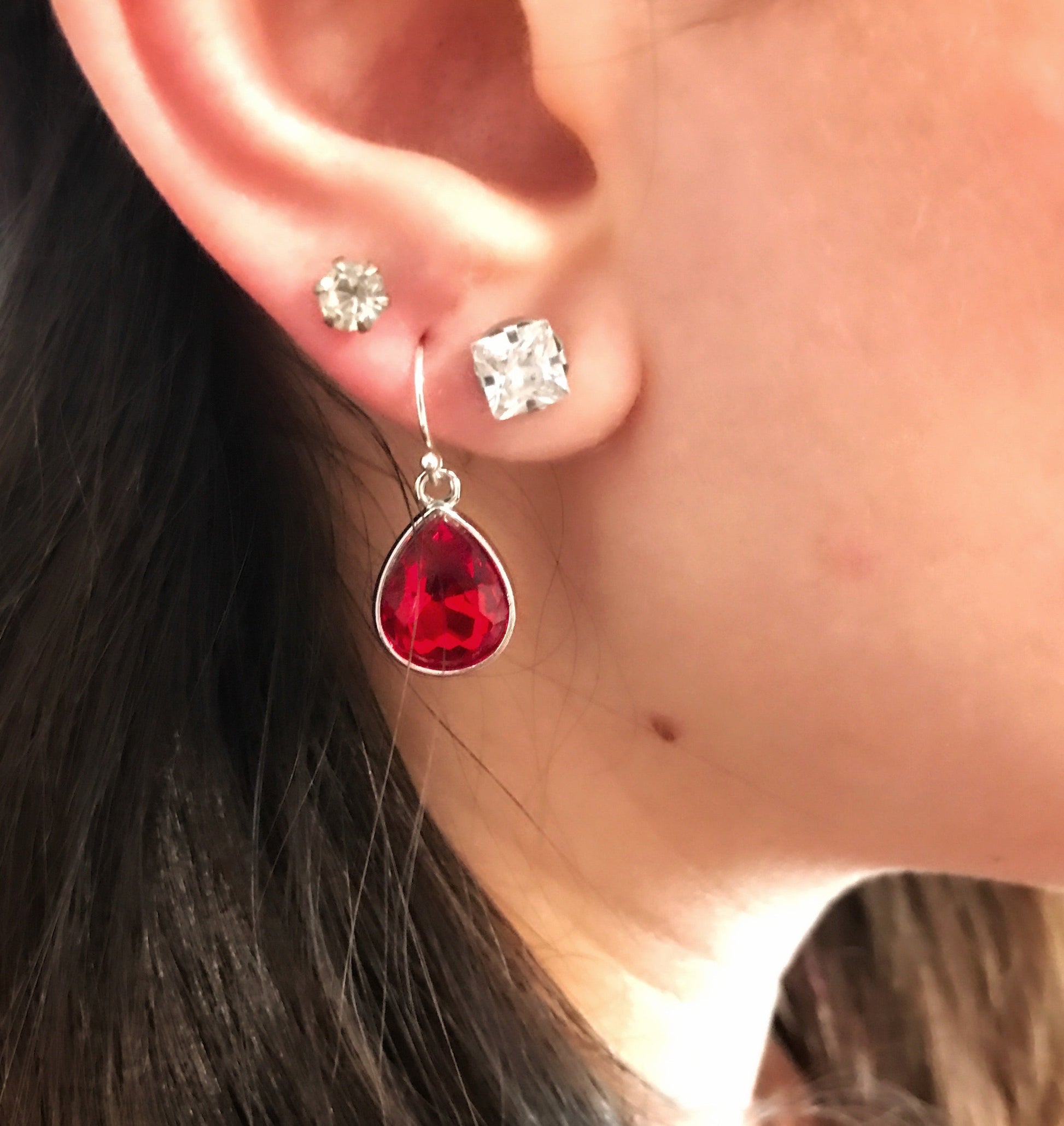 Peridot Crystal Teardrop Earrings Sterling Silver Ear Wires