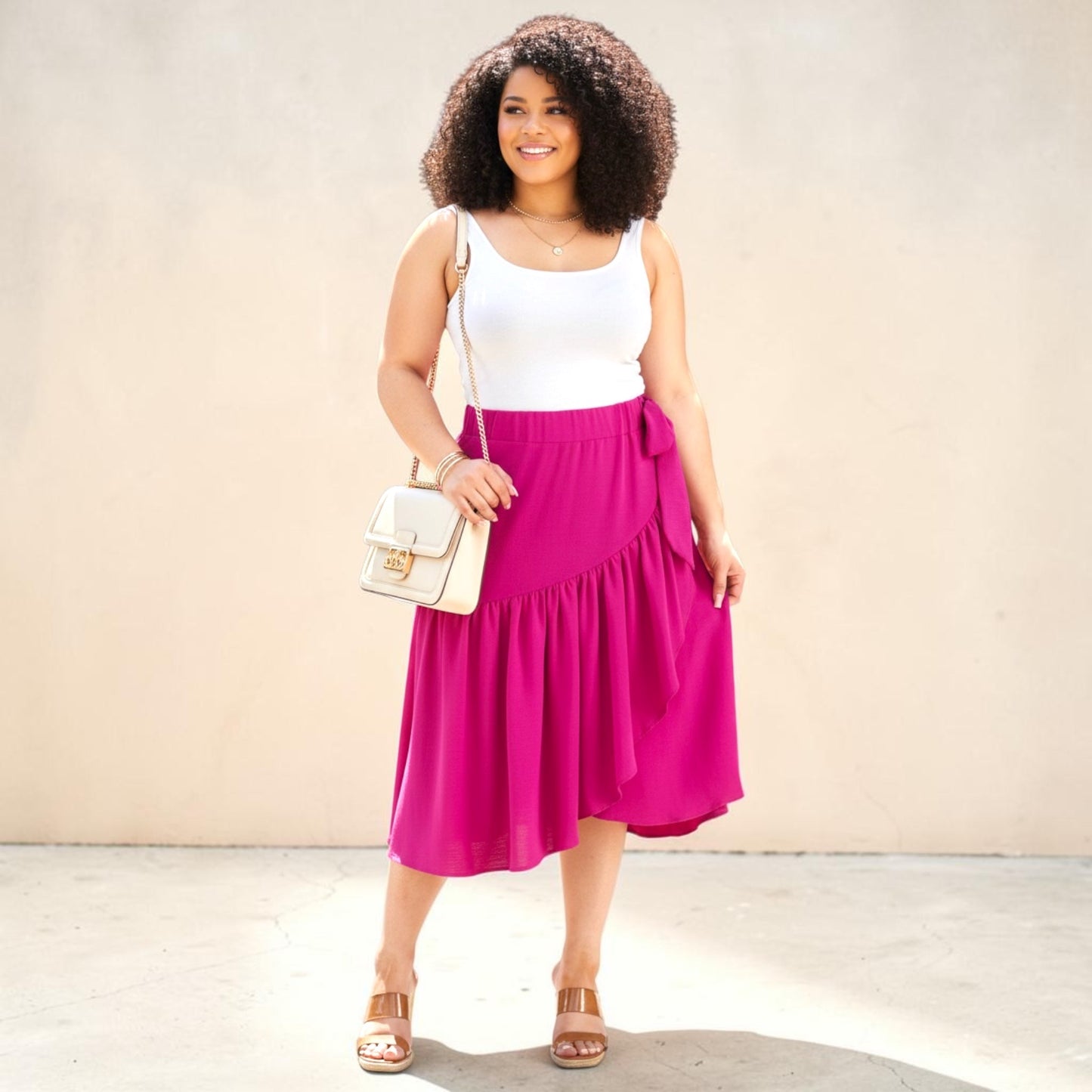 Women's Plus Size Airflow Midi Skirt With A Bow