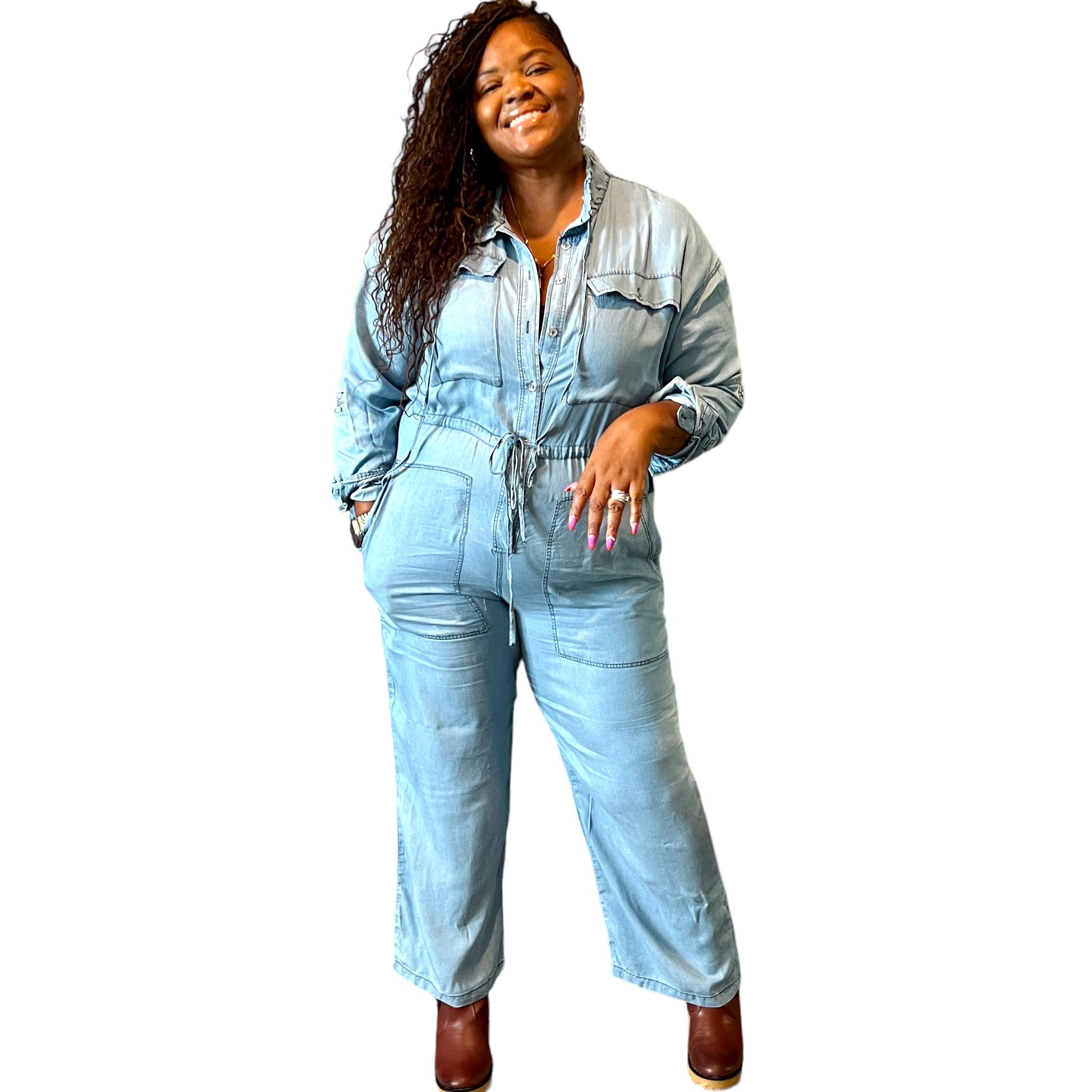 Women's Plus Size Denim Jumpsuit