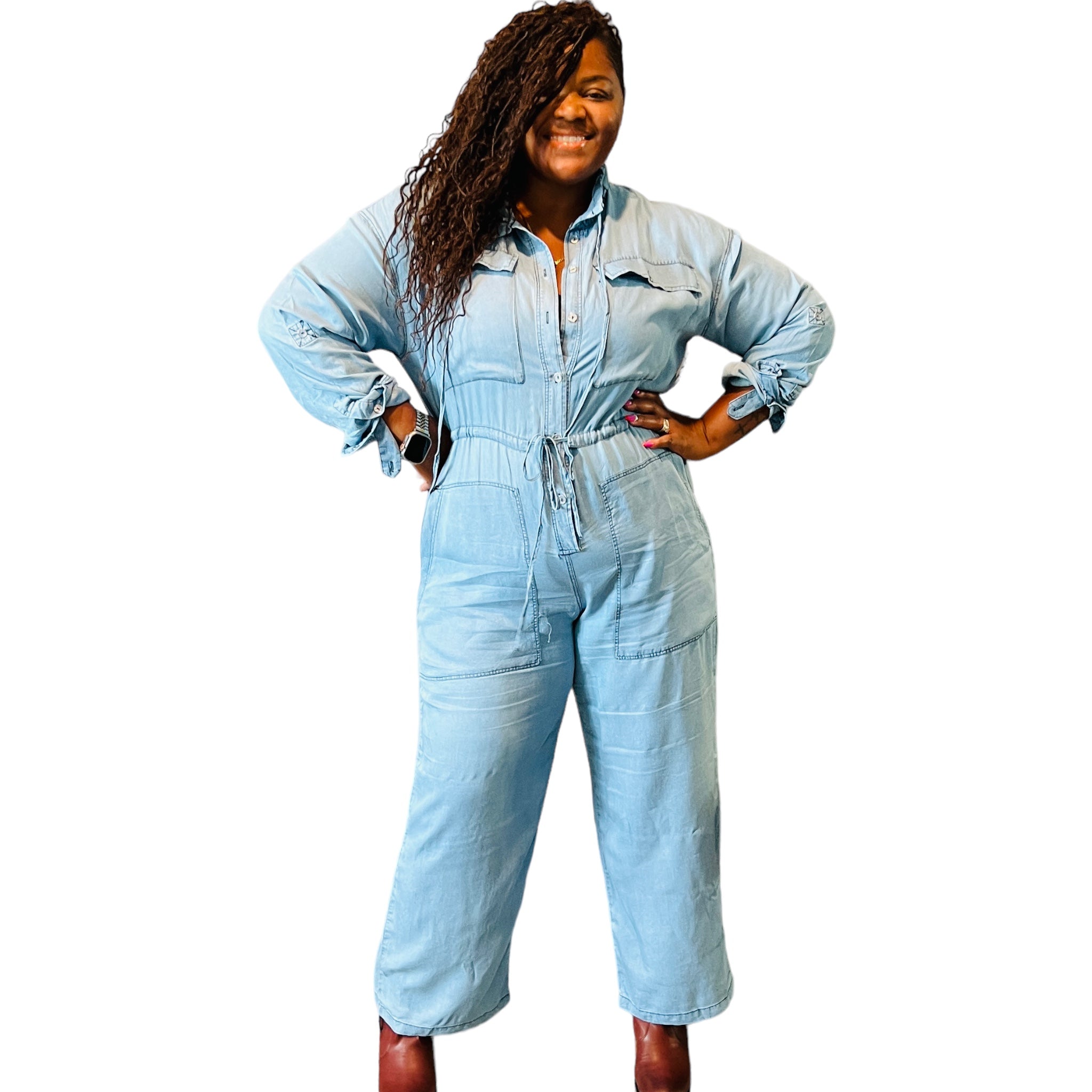 Women's Plus Size Denim Jumpsuit