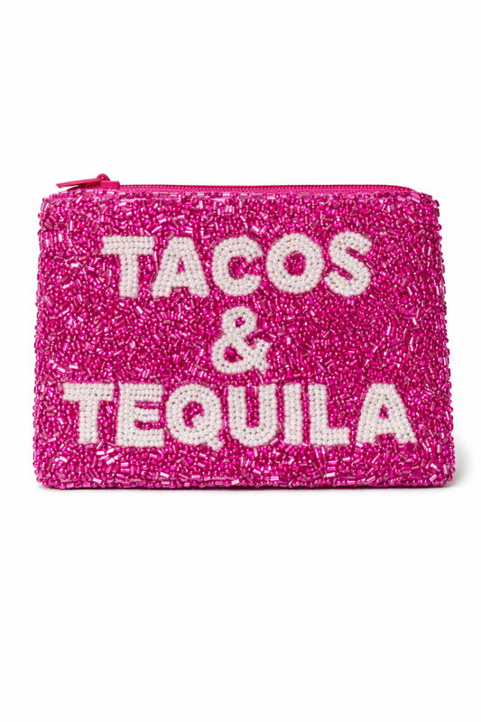 Tacos & Tequila Beaded Coin Purse