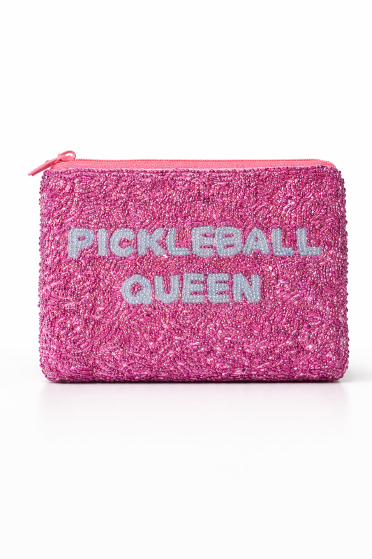Pickleball Queen Beaded Coin Pouch