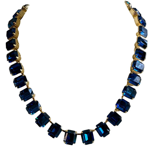 Cara Montana Blue Crystal Emerald Cut Necklace