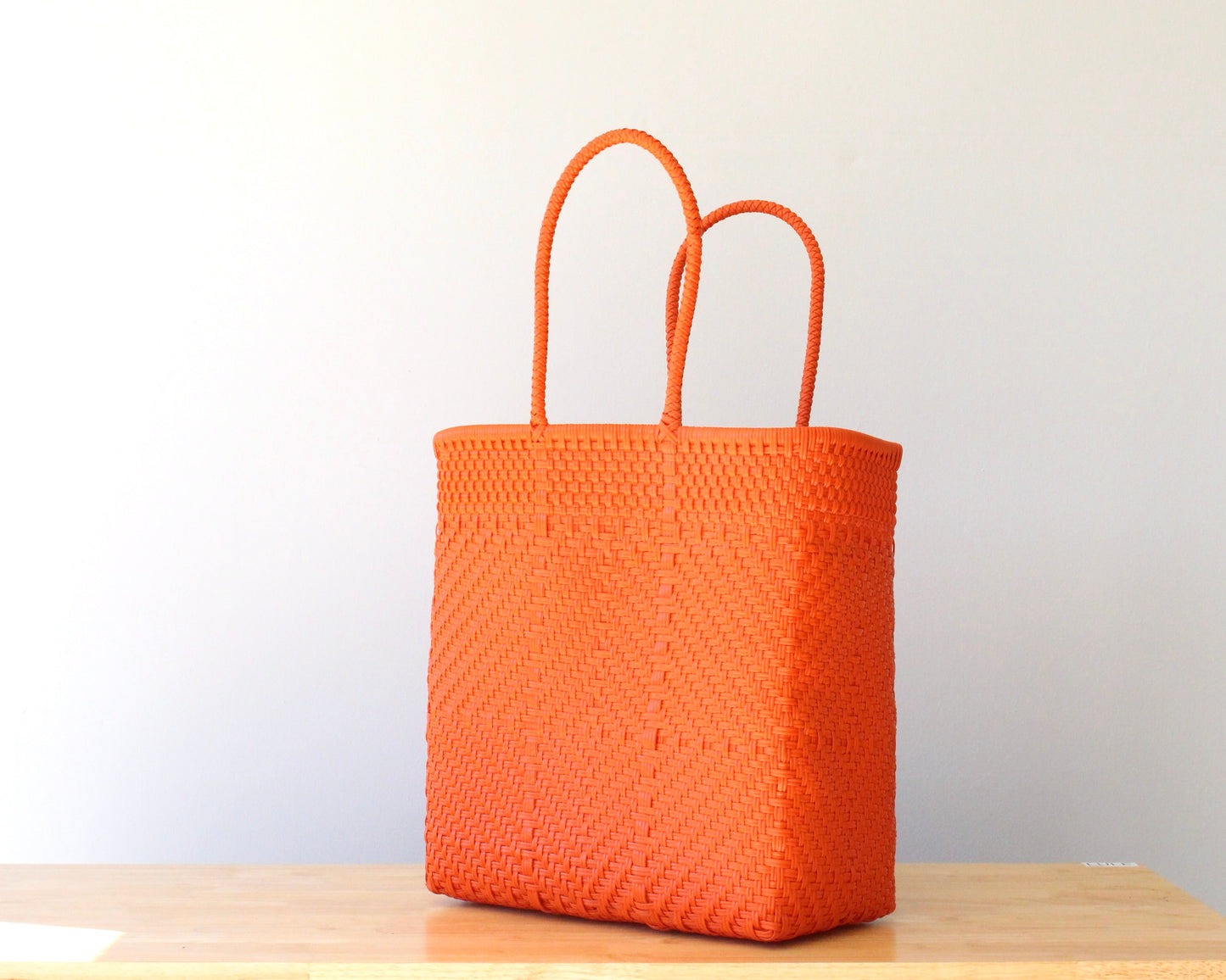 Orange Woven Artisan Tote Bag