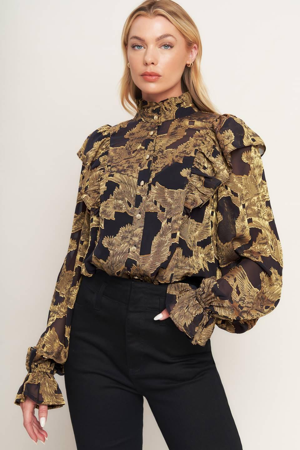SHADOW GLINT WOVEN TOP