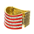 Crystal Rhinestone American Flag Hinged Bracelet