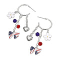 Enamel American USA Flag Bow Flower Metal Heart Drop Dangle Earrings