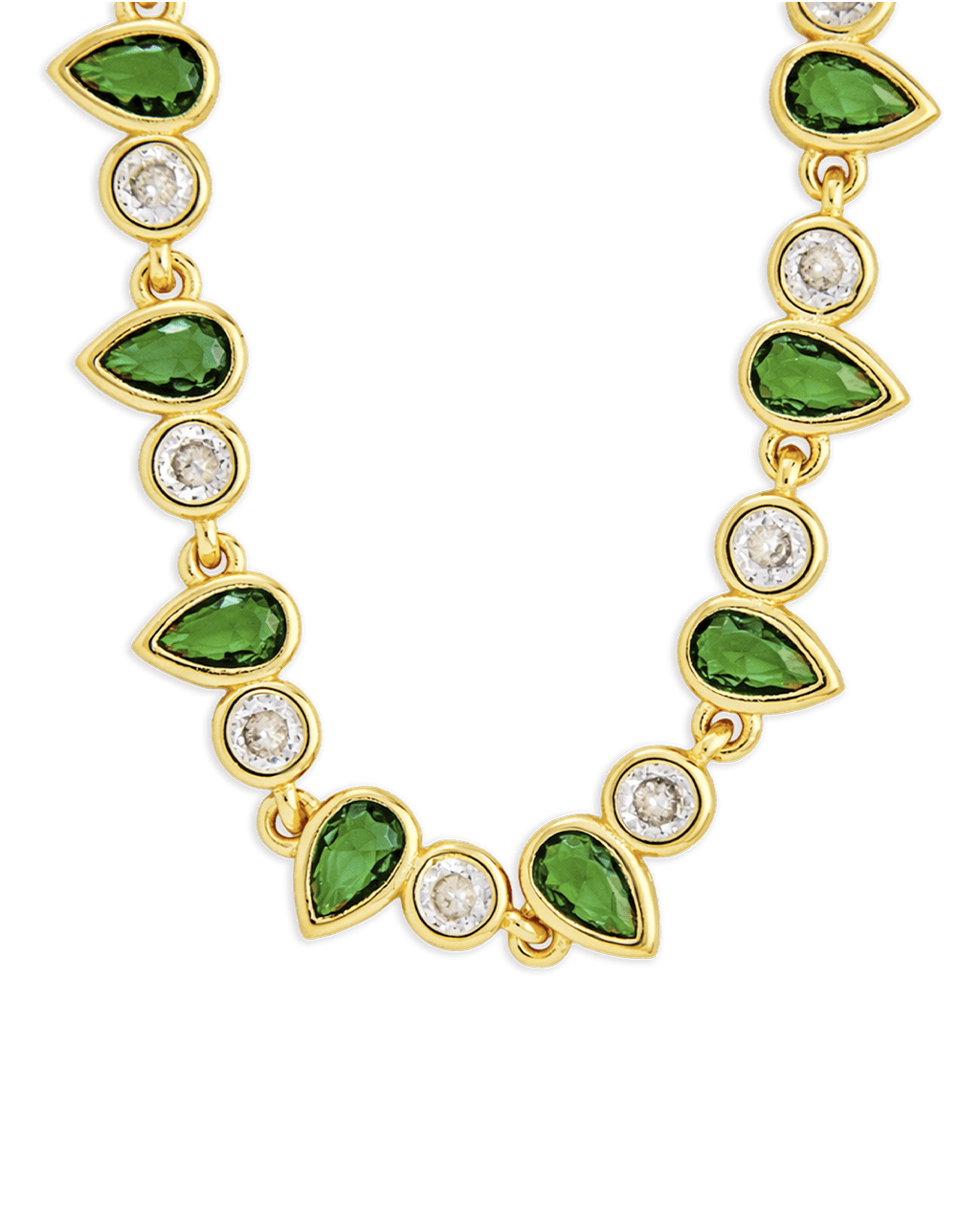 Emerald Pear & Round Cut Bezel CZ Tennis Necklace