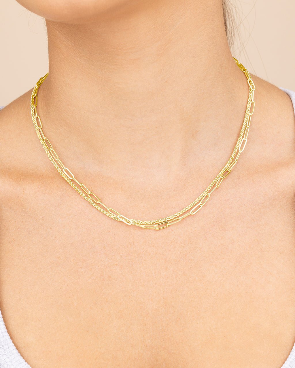 Emery Paperclip & Curb Chain Layered Necklace