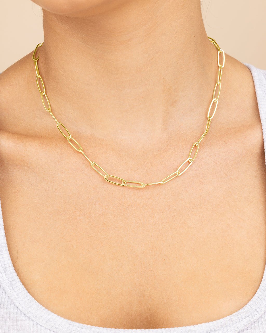 Sterling Silver Large Elongated Paperclip Chain Necklace