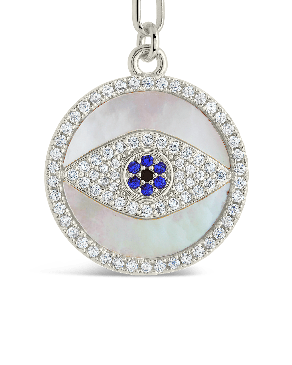 CZ & Mother of Pearl Evil Eye Pendant Necklace