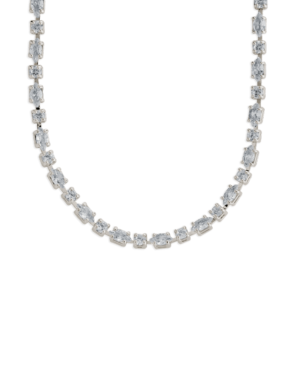 Elongated Hexagon Cut Tennis Necklace
