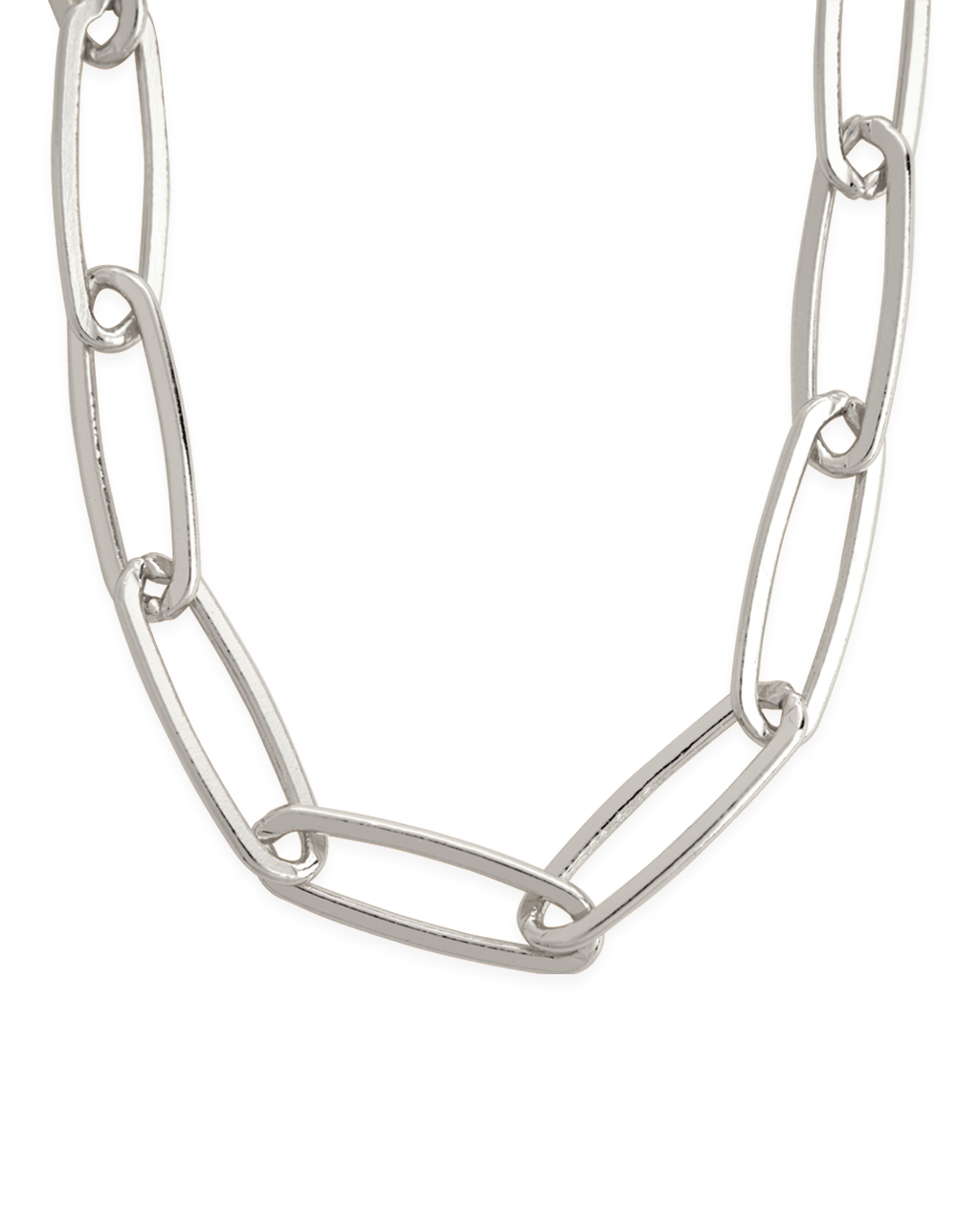 Sterling Silver Large Elongated Paperclip Chain Necklace