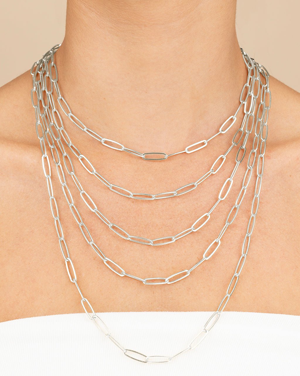 Sterling Silver Large Elongated Paperclip Chain Necklace