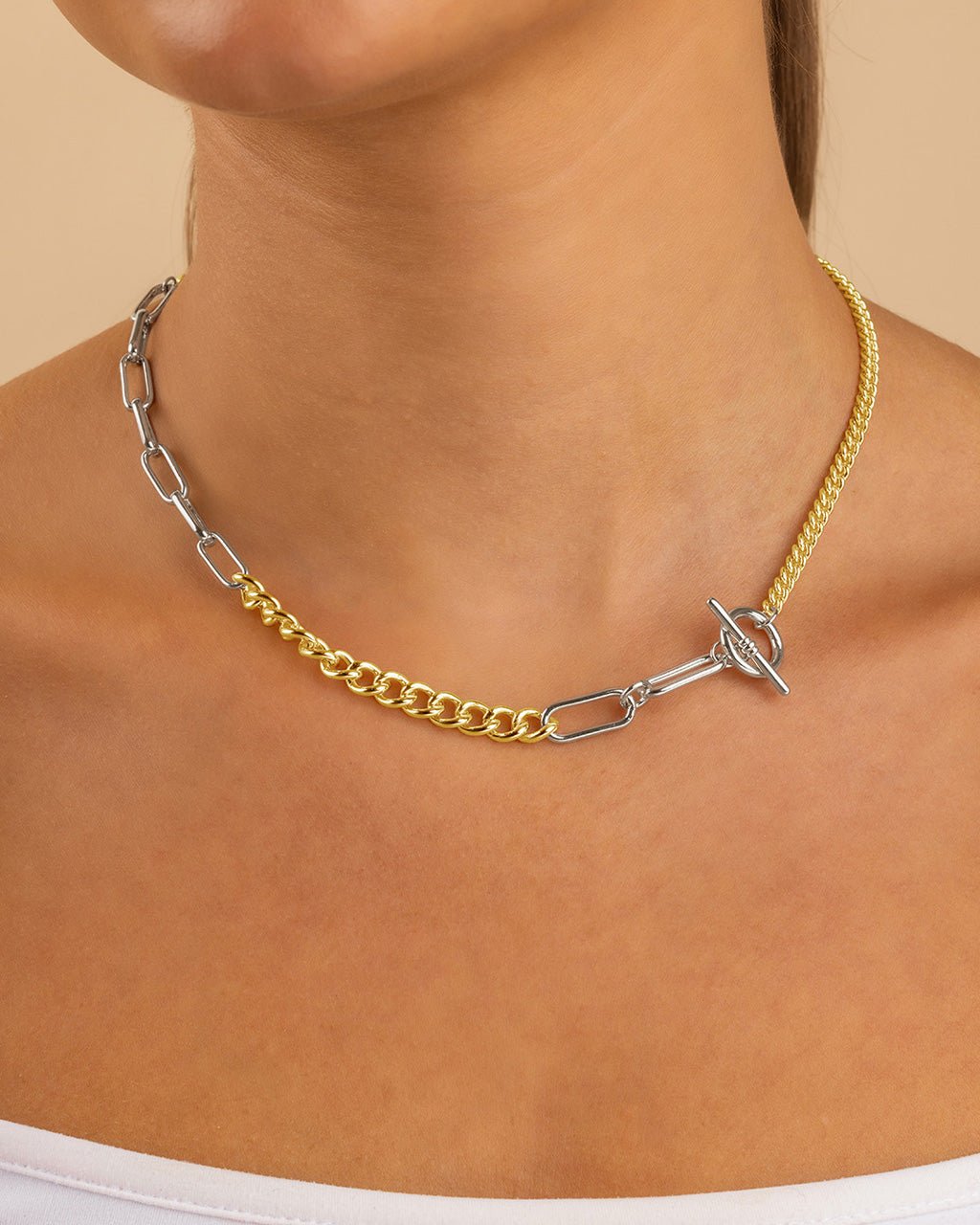 Suzanne Mixed Link Dual Tone Chain Necklace