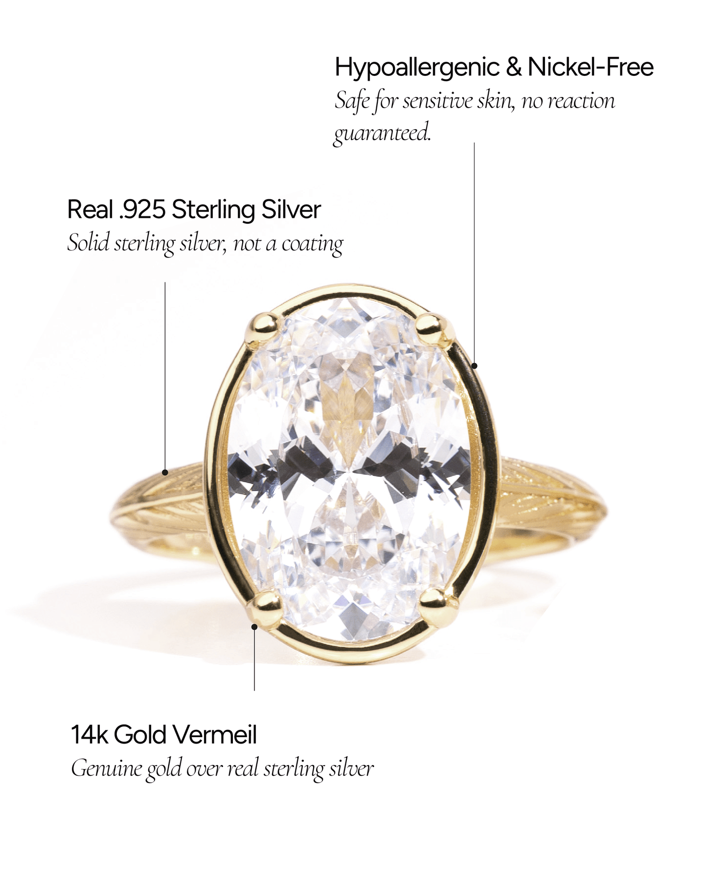 Sterling Silver Oval Cut CZ Cocktail Ring
