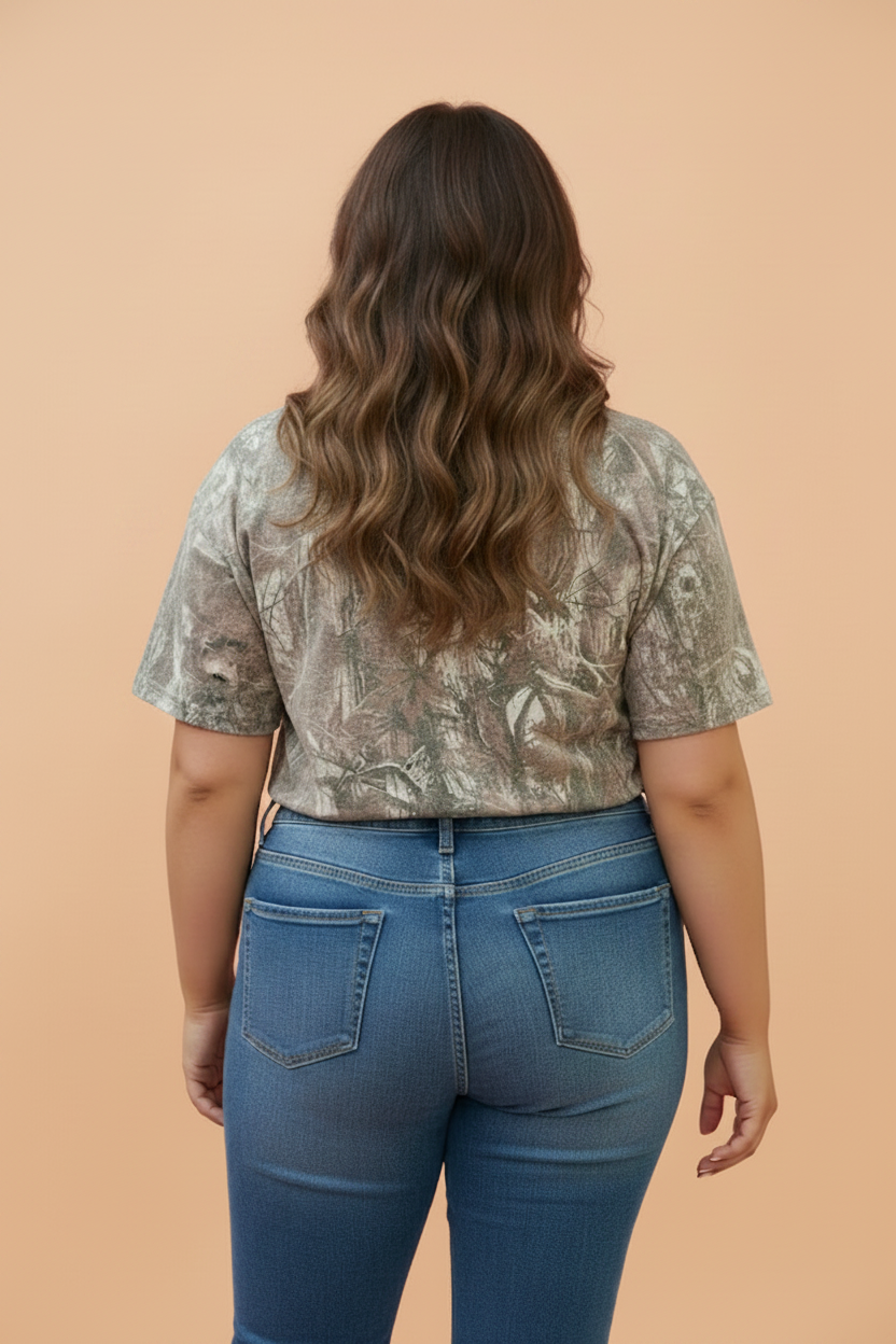 Plus Size Woodland Camo Short Sleeve T-Shirt
