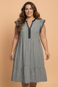 Plus Size Stripe Flutter Sleeve V-Neck Maxi Dress