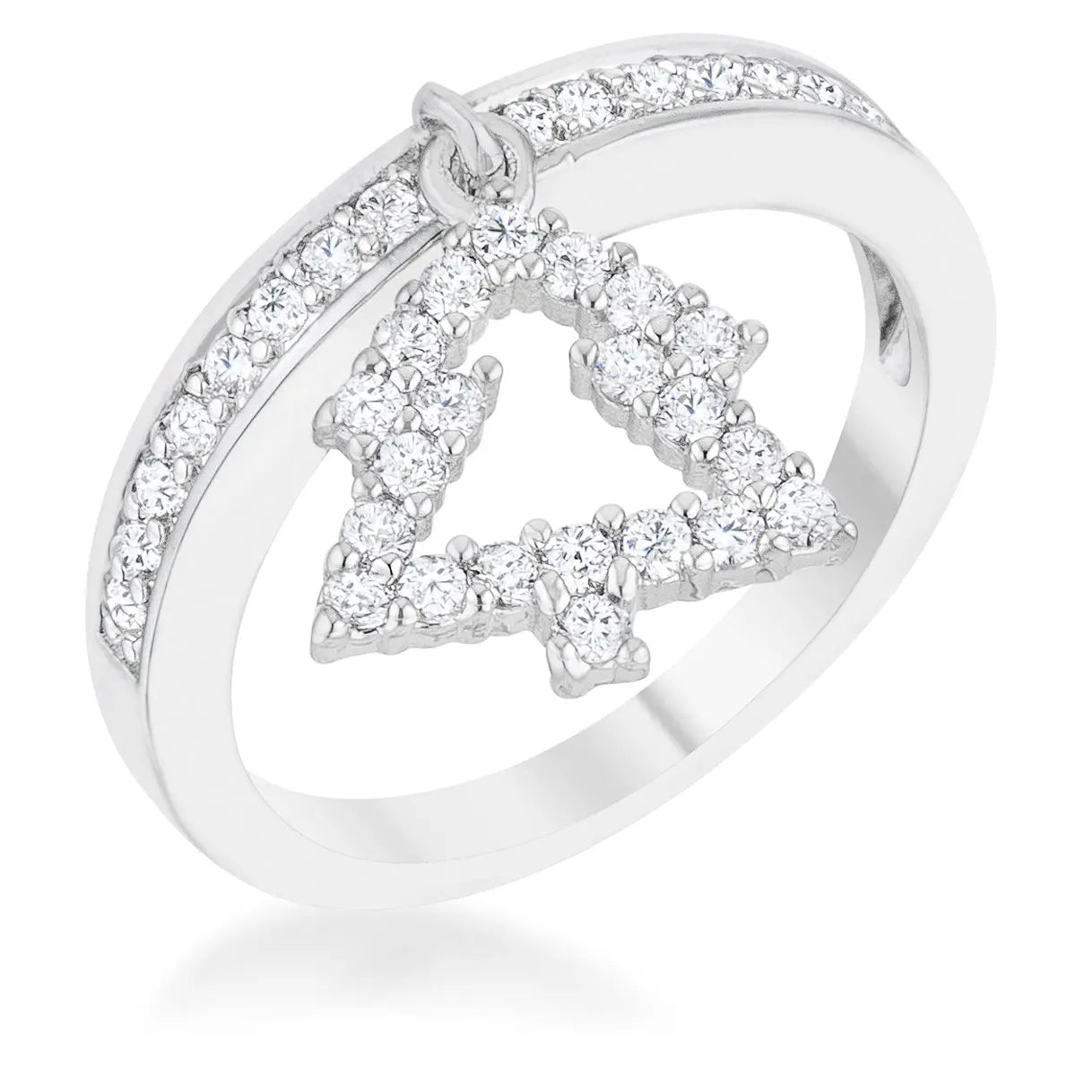 Christmas Tree 0.3ct CZ Holiday Charm Ring Size 5 Silver