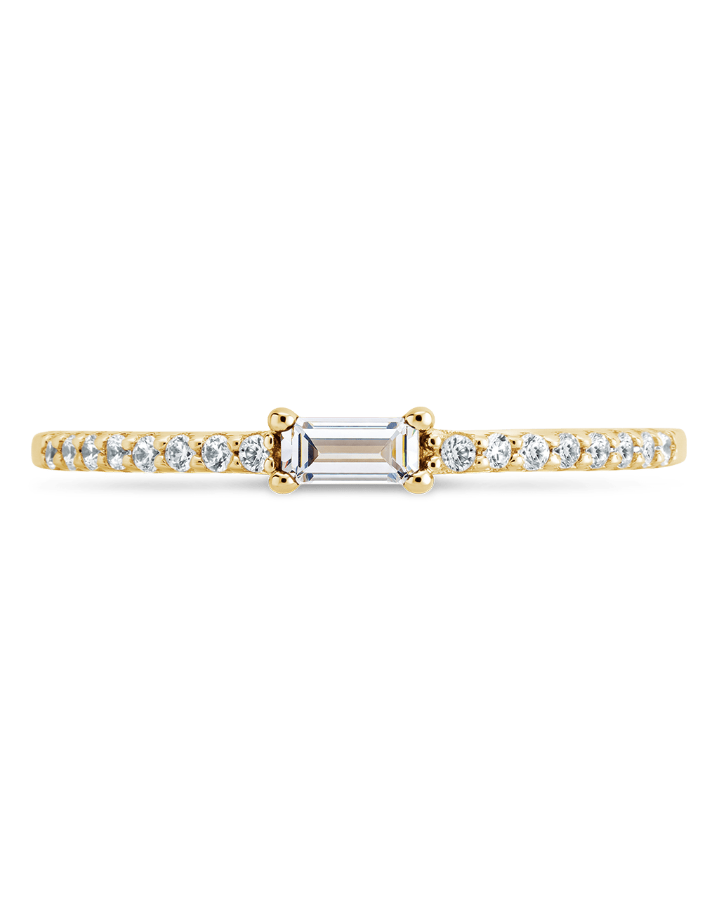 Sterling Silver Thin Clear CZ Stacking Birthstone Ring