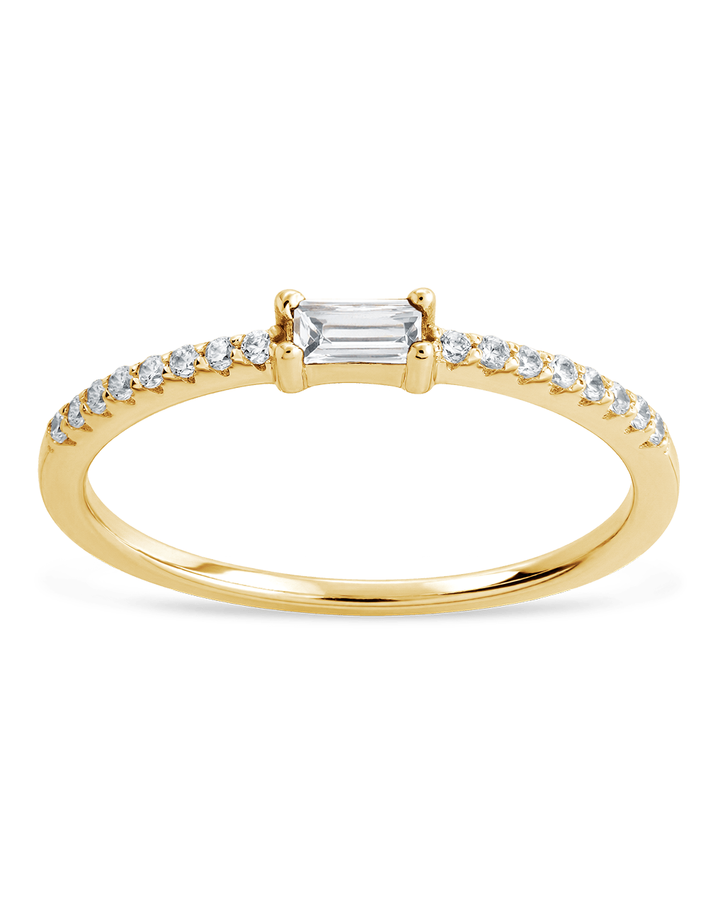 Sterling Silver Thin Clear CZ Stacking Birthstone Ring