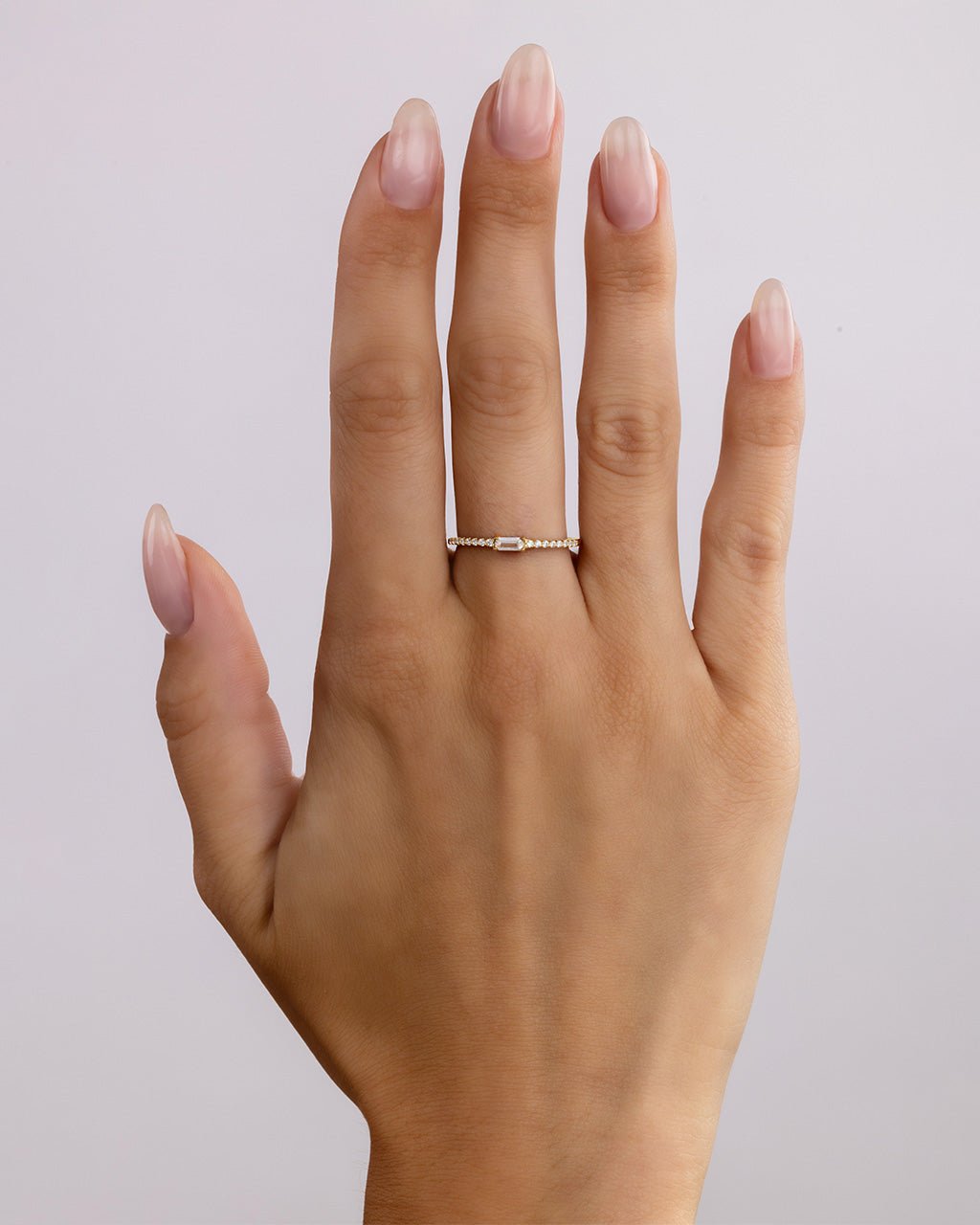 Sterling Silver Thin Clear CZ Stacking Birthstone Ring