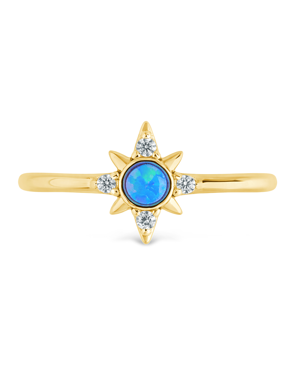Sterling Silver Blue Opal Sparkle Ring