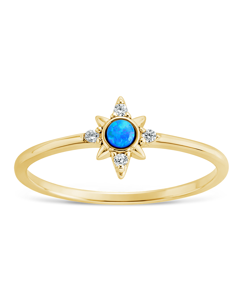 Sterling Silver Blue Opal Sparkle Ring