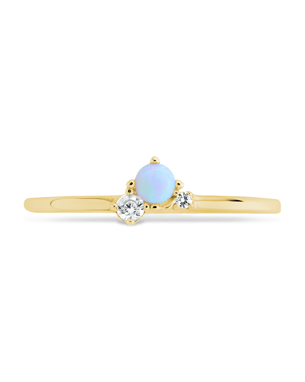 Sterling Silver Blue Opal Trio Ring